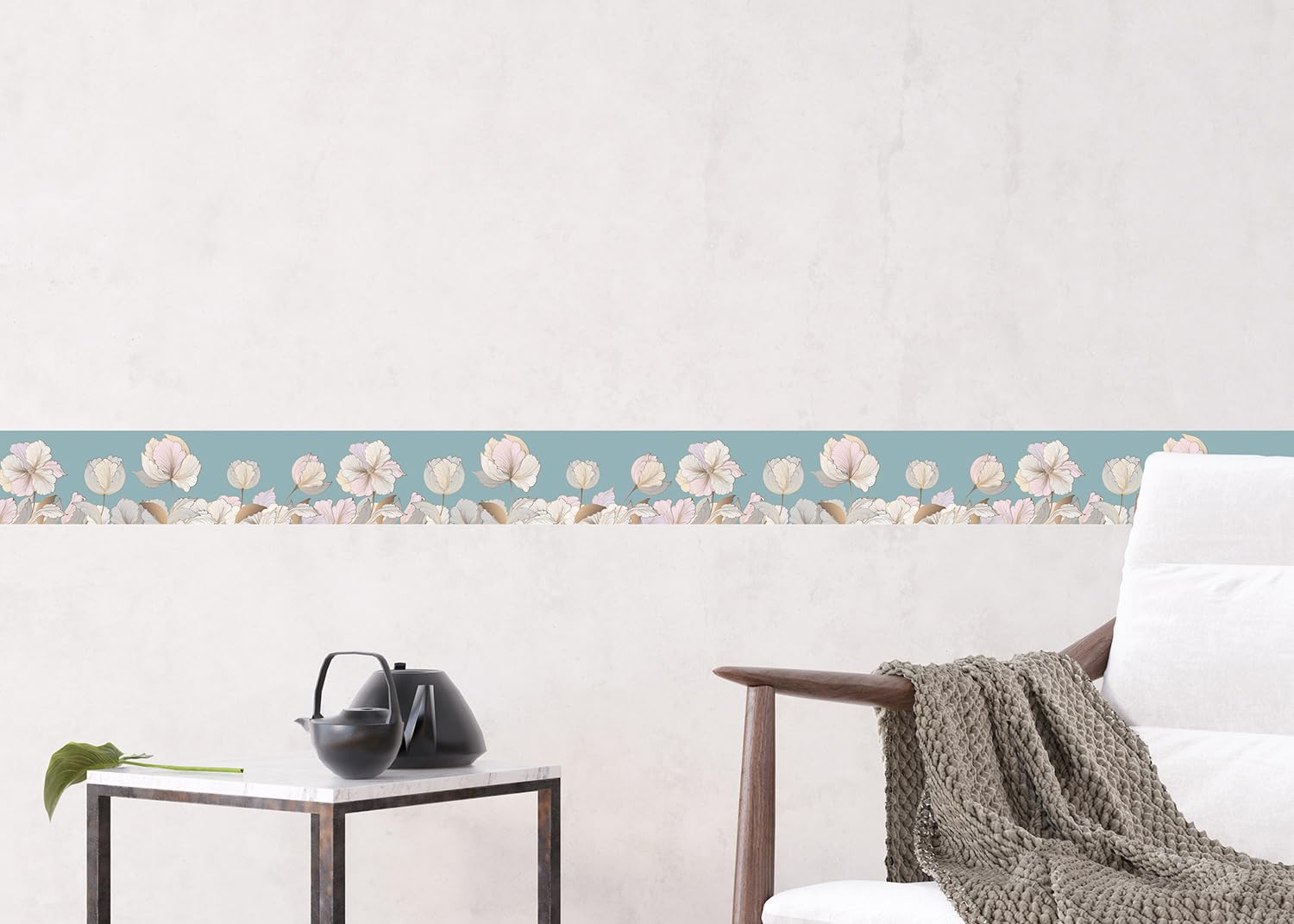 AG Design Selbstklebende Bordüre Wilder Blumen, AWB 8262 | Wasserfest Dekoration für Wände, Möbel, Tapeten, Wandverkleidungen und Türen, Folie, Mehrfarbig | Breite 500 cm x Höhe 13.8 cm