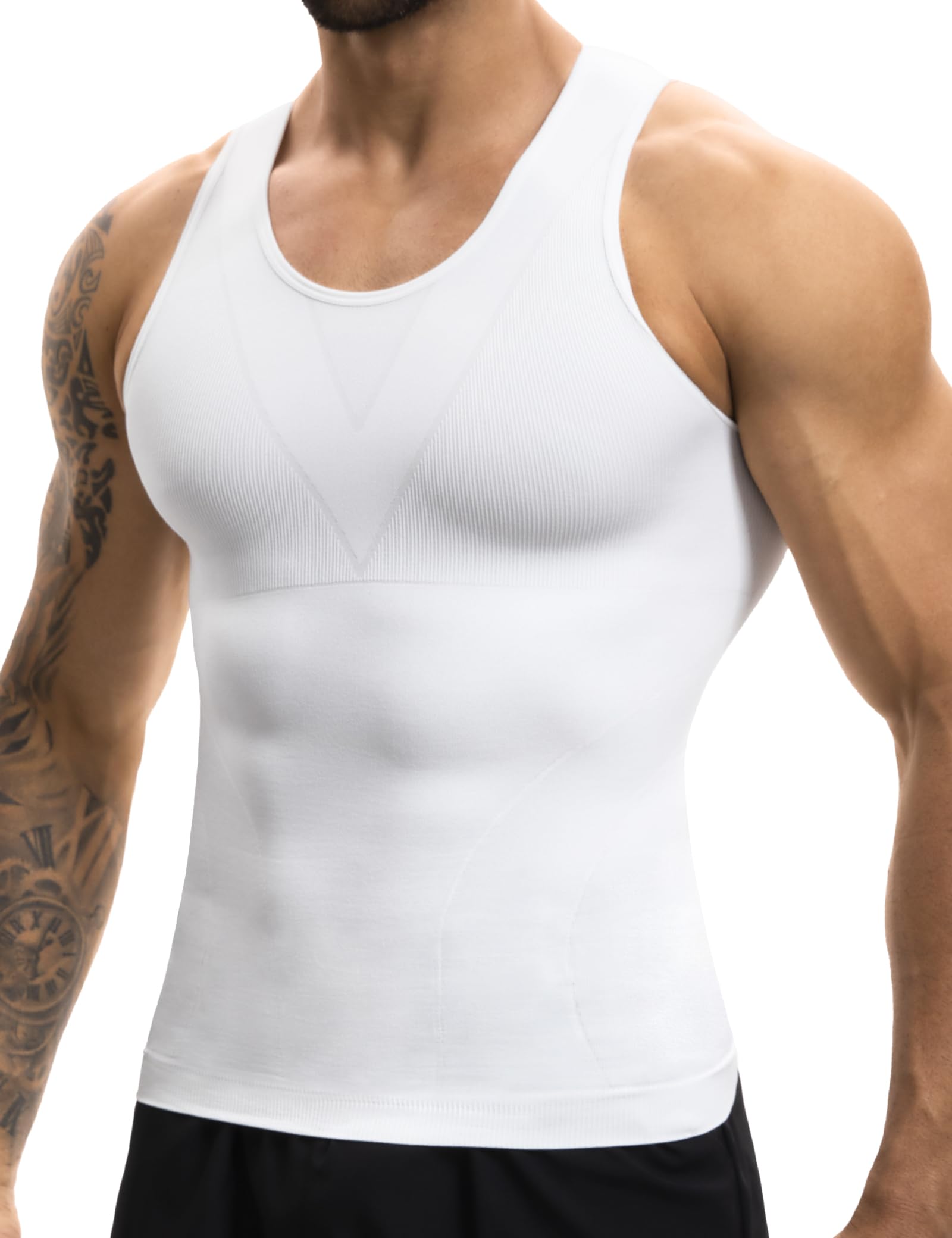 MISS MOLY Shapewear Tank Top Herren Kompressionsshirt Nahtloses Bauchweg Unterhemd Herren Taillenformer Body-Shaper Männer Ärmellos Bauch Top Weste