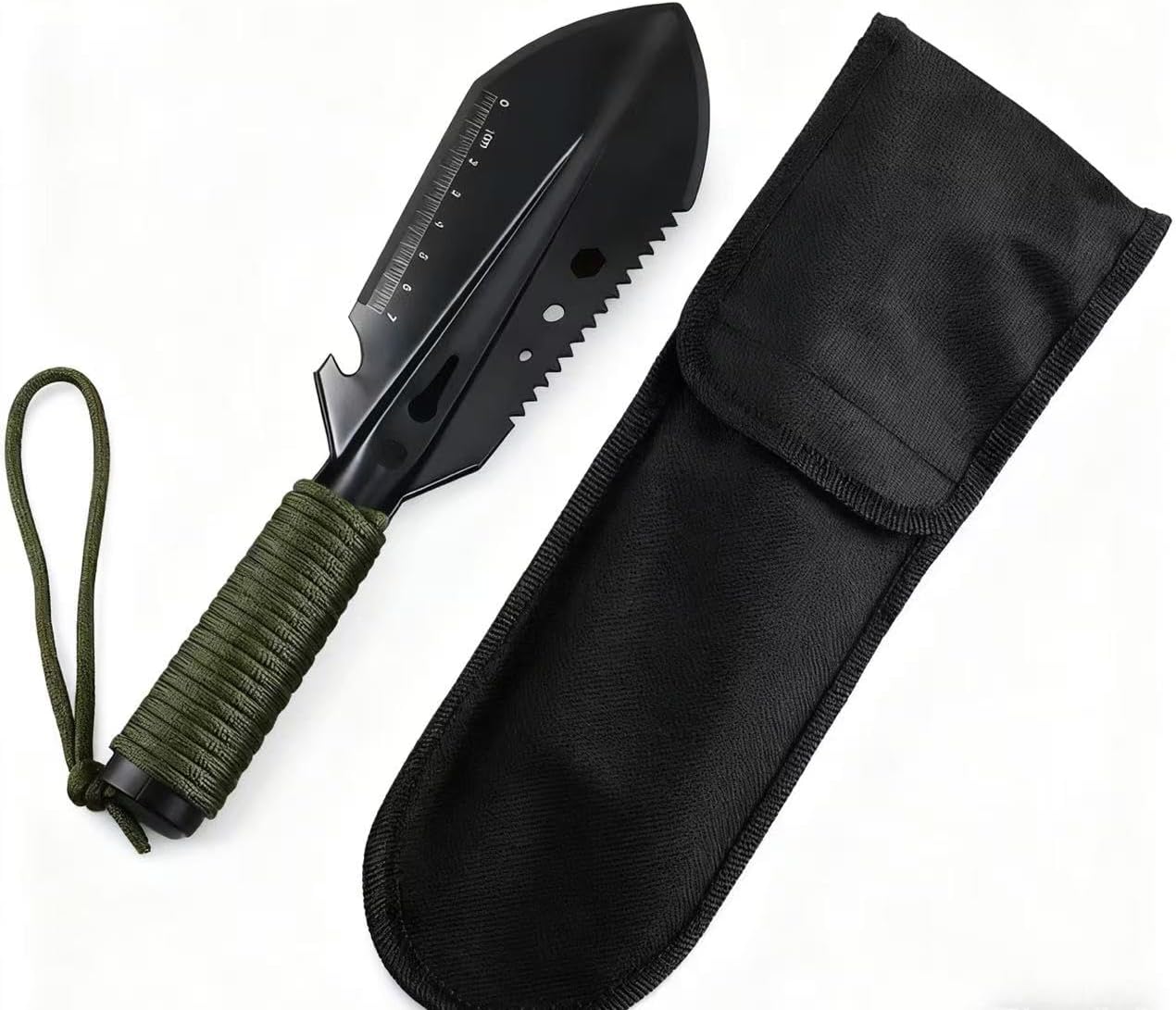 Small Camping Shovel 9 in 1 Mini Hand Shovel Ultralight Compact Multitool for Camping Silver (Black)