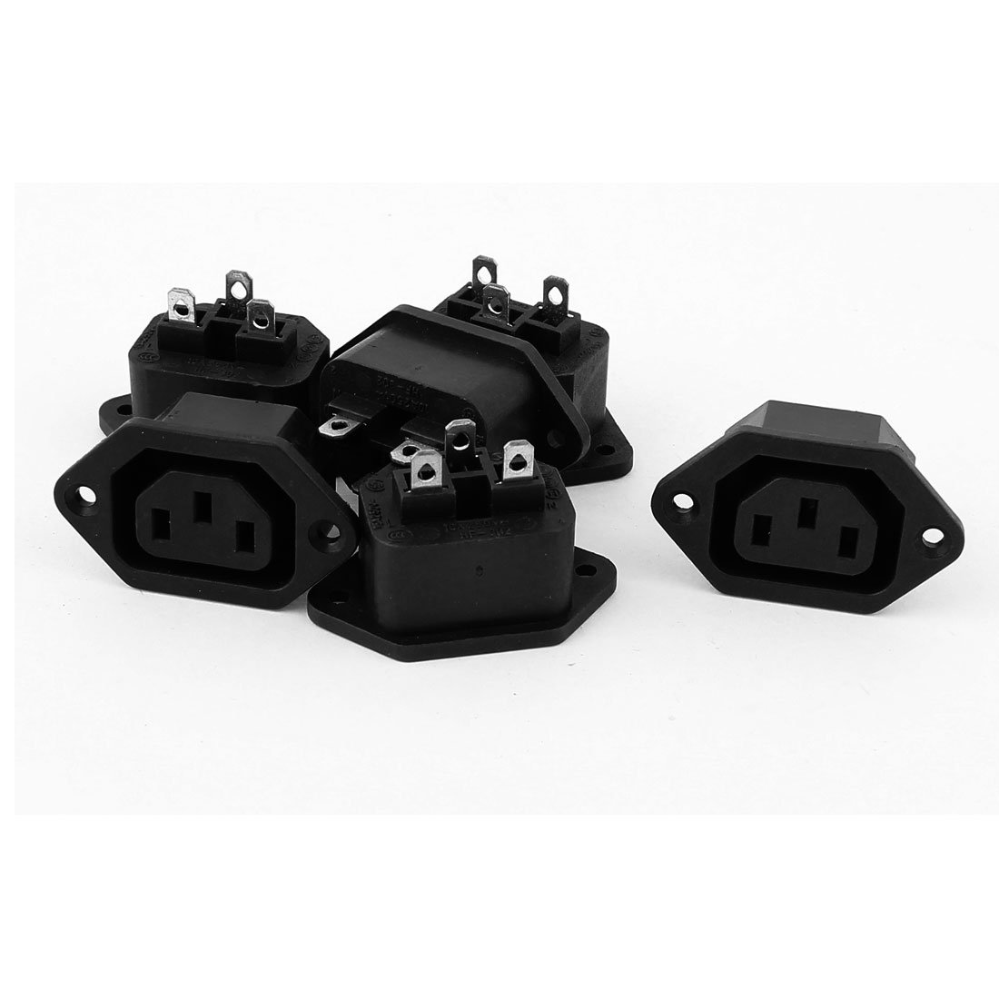 Sourcing Map Black Sourcingmap Ac 250V 10A/15A Iec320 C13 Outlet Panel Mount Socket Connector 6Pcs