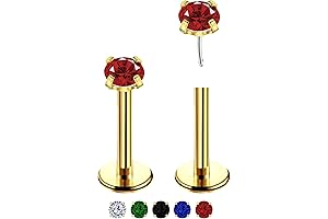 2Pcs Good Nose Ring Gold Nose Stud 20g Nose Piercing Red Garnet...