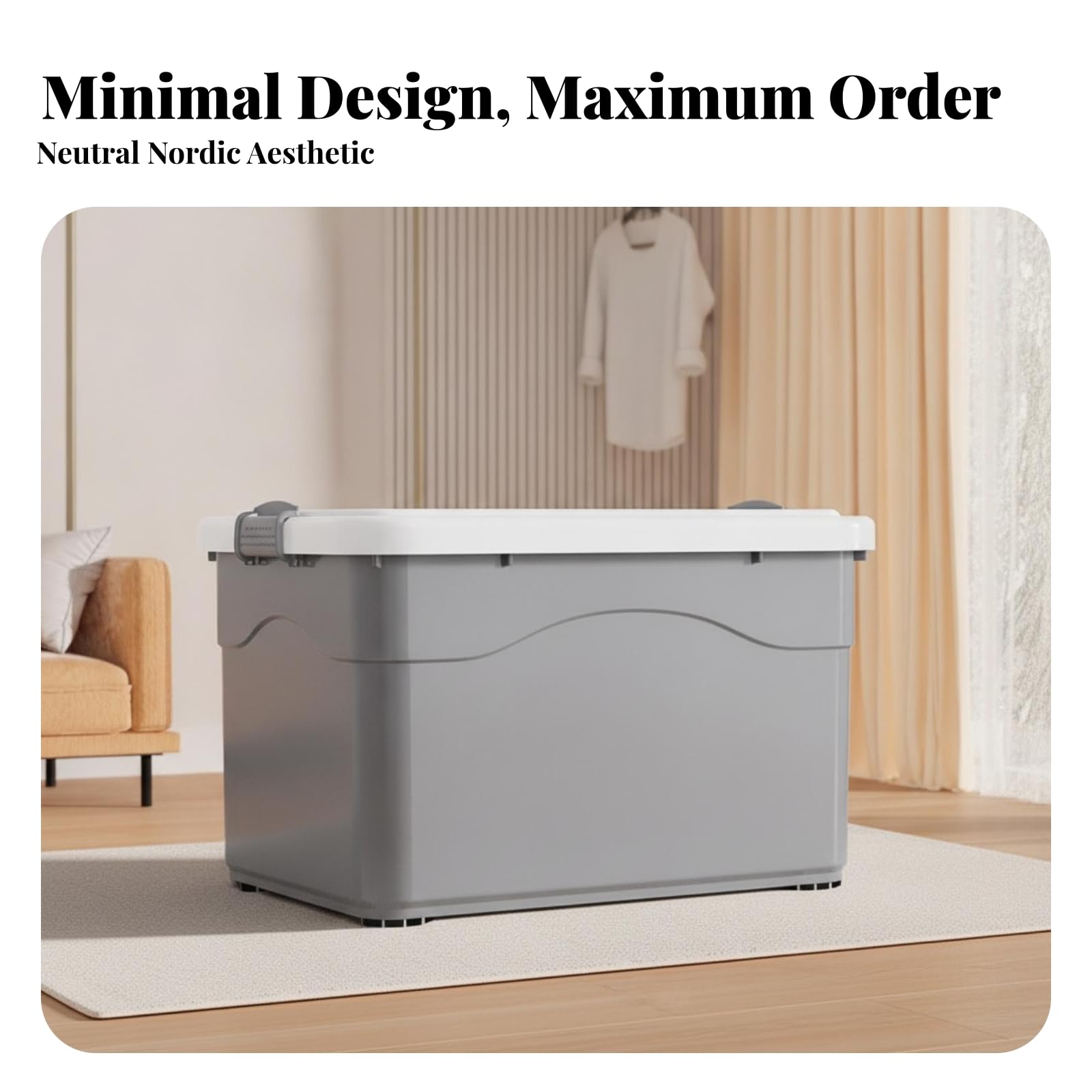 Milageto Rollbar Aufbewahrungsbox mit Rollen Staubdichter Schnappverschluss, Rollcontainer mit Klickverschluss, platzsparend, Stapelbox, für Studentenwohnheim, Studenten, 76cm