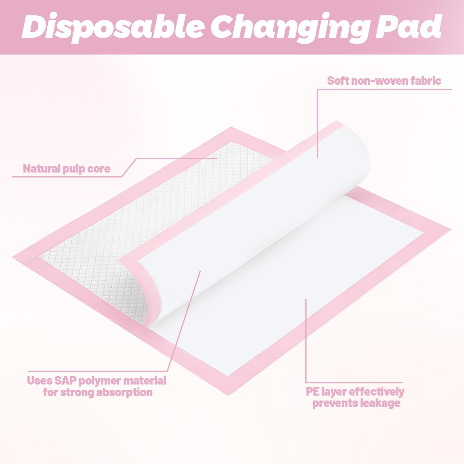 Lot de 100 Alese Jetable Bebe, Matelas à Langer pour Bebe 33 × 45cm, Tapis de Change Respirantes Ultra Doux, Anti-Fuite, Imperméables pour Table à Langer et Lit Bebe