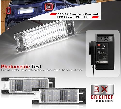 Miniatura 3 de NSLUMO Reemplazo de montaje de luz de matrícula LED para 2015 en adelante J'eep Renegade 6000K xenón blanco LED luz de matrícula para 2020 J'eep