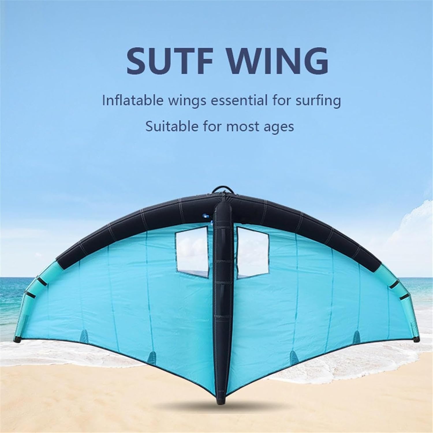 Inflatable Surfing Wing Windsurfing Sail, 5m³ Handheld Inflatable Kite Foil Wing Kite for Wind Wing Foiling, Surfing, Water Play,Blue