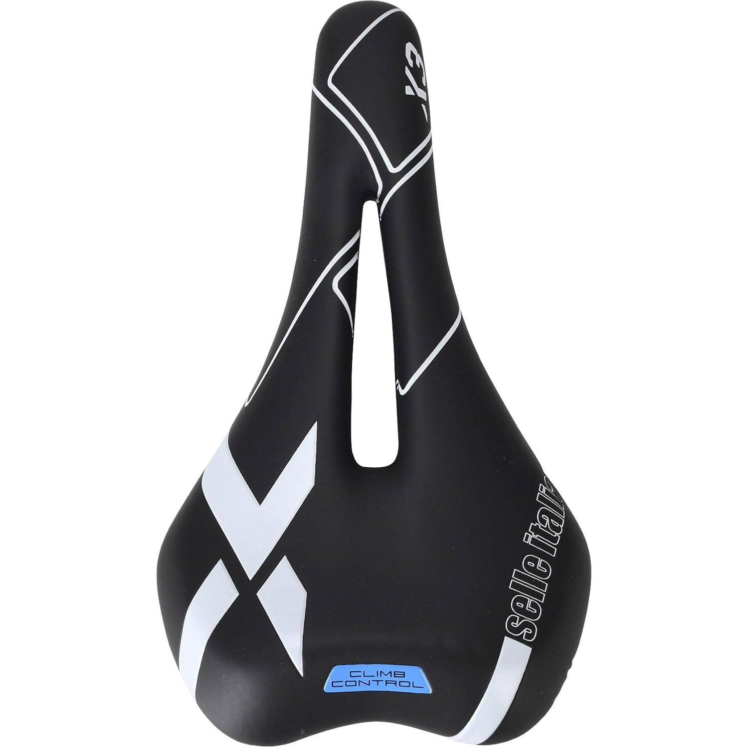 Selle Italia X3 E-Bike Climb Control Flow – Selle VTT Et Vélo Électrique Avec Découpe Anatomique, Revêtement Duro-Tek, Rail FeC Alloy, Taille S2 Noir/Blanc