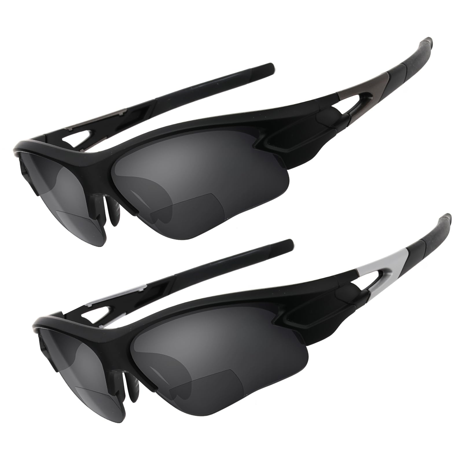 Missfive 2 Pack Leichtes Bifokale Sonnenbrille Herren, Sonnenbrille Mit Leseteil, Sportlich Lesesonnenbrille, Rundherum-Design, Uv-Schutz, Sport/Außenbereich/Fahren