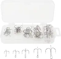 Kit de 50 ganchos de pescaria, anzóis agudos de aço de alto carbono forte e afiado curvado 2# 4# 6# 8# 10# para água doce e salgada
