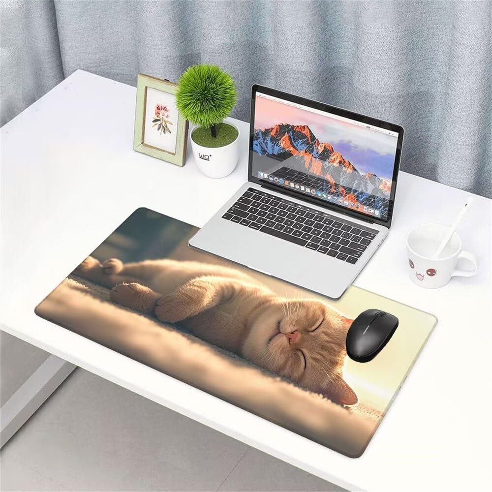 Podkładka pod mysz XXL 1000 x 500 x 3 mm dla kotów, mysz do gier (1) mata na biurko, akcesoria do gier, wysoka precyzja i szybkość ze zszytymi krawędziami i antypoślizgową podstawą, do biura, domu f