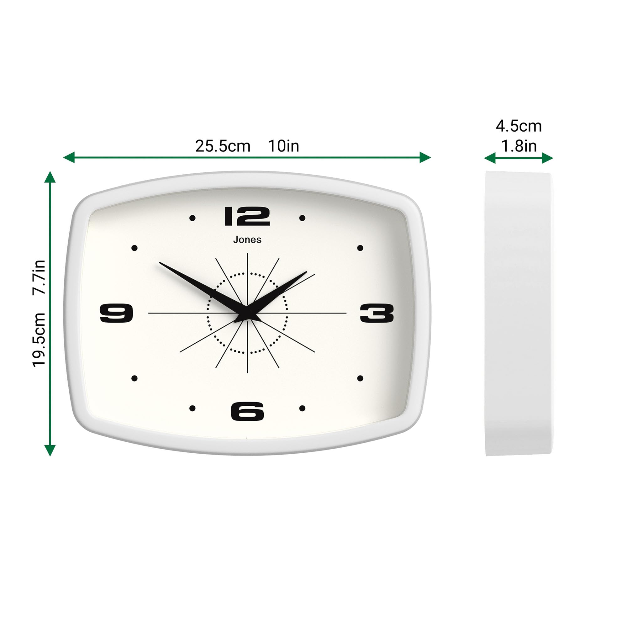 Jones Clocks® Movie wall clock, White, 19.5 x 25.5 x 4.5 cm - Image 3