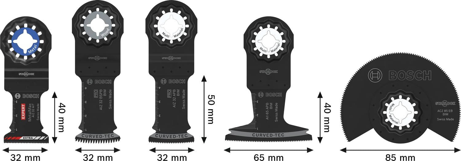 Bosch 5x Schneid-Set, 5-tlg. (für Edelstahl, Stahl, 160 x 222 mm, Professional Zubehör Multifunktionswerkzeug)