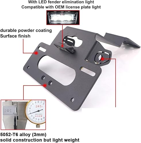 Miniatura 5 de Motorcycle License Plate Holder Frame Rear Tail Tidy Fender Eliminator Kit Fit Compatible With Kawasaki Versys 650 2015-2021 2022 2023