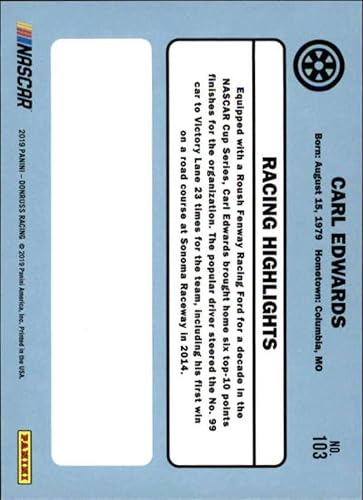 Miniatura 2 de 2019 Donruss Racing #103 Carl Edwards AflacRoush Fenway RacingFord Retro 1986 Official NASCAR Trading Card