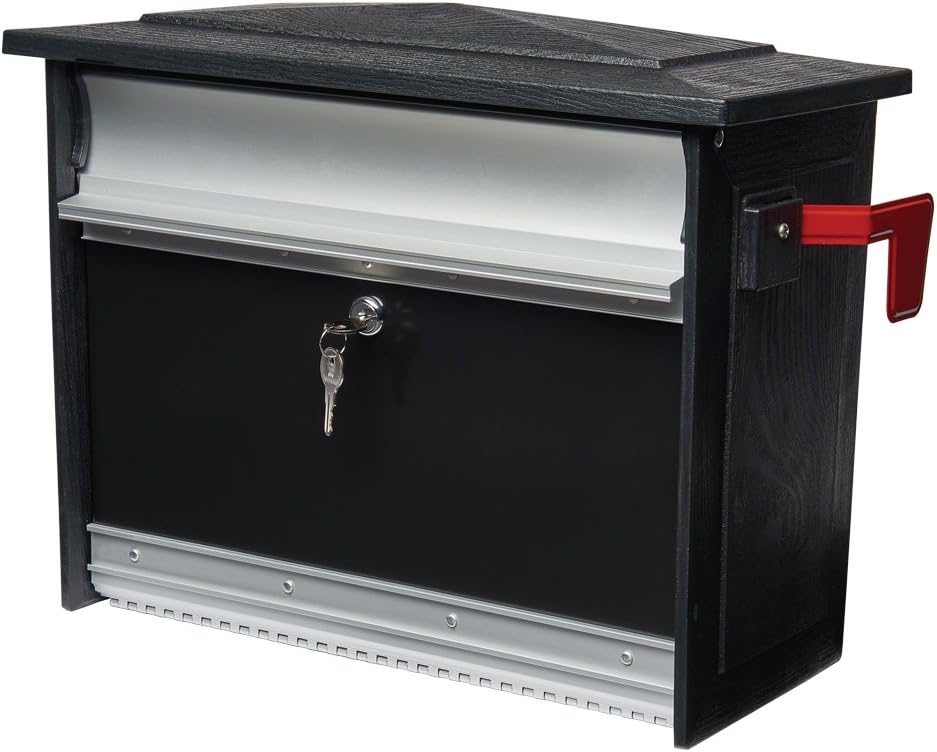 Gibraltar Mailboxes Mailsafe Medium Capacity Aluminum Black, Wall-Mount Mailbox, MSK00000