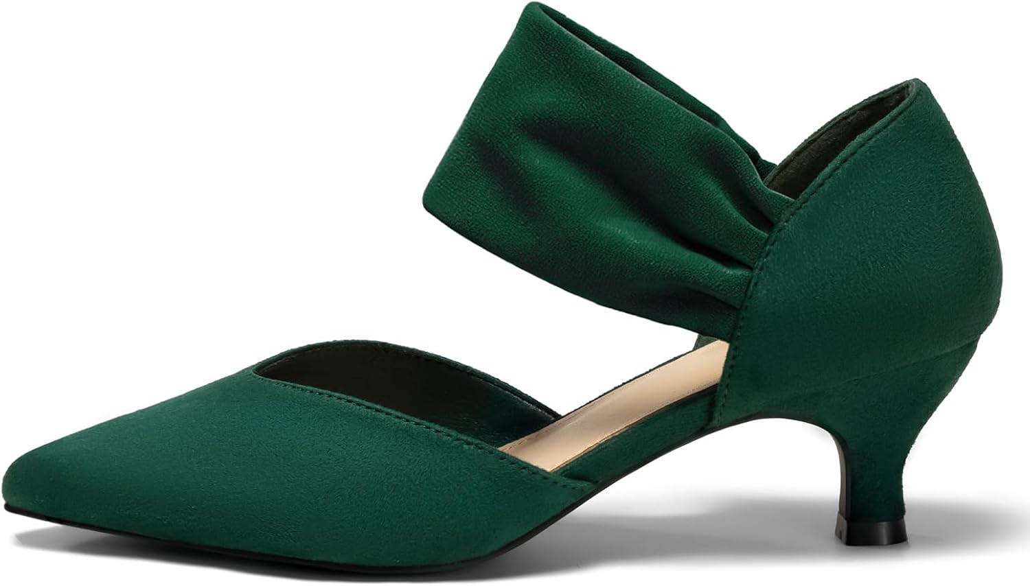 GotSoft Womens Low Kitten Heels Pointed Toe Slip on Pumps Ankle Strap Elegant Party Wedding Dress Shoes - Image 5