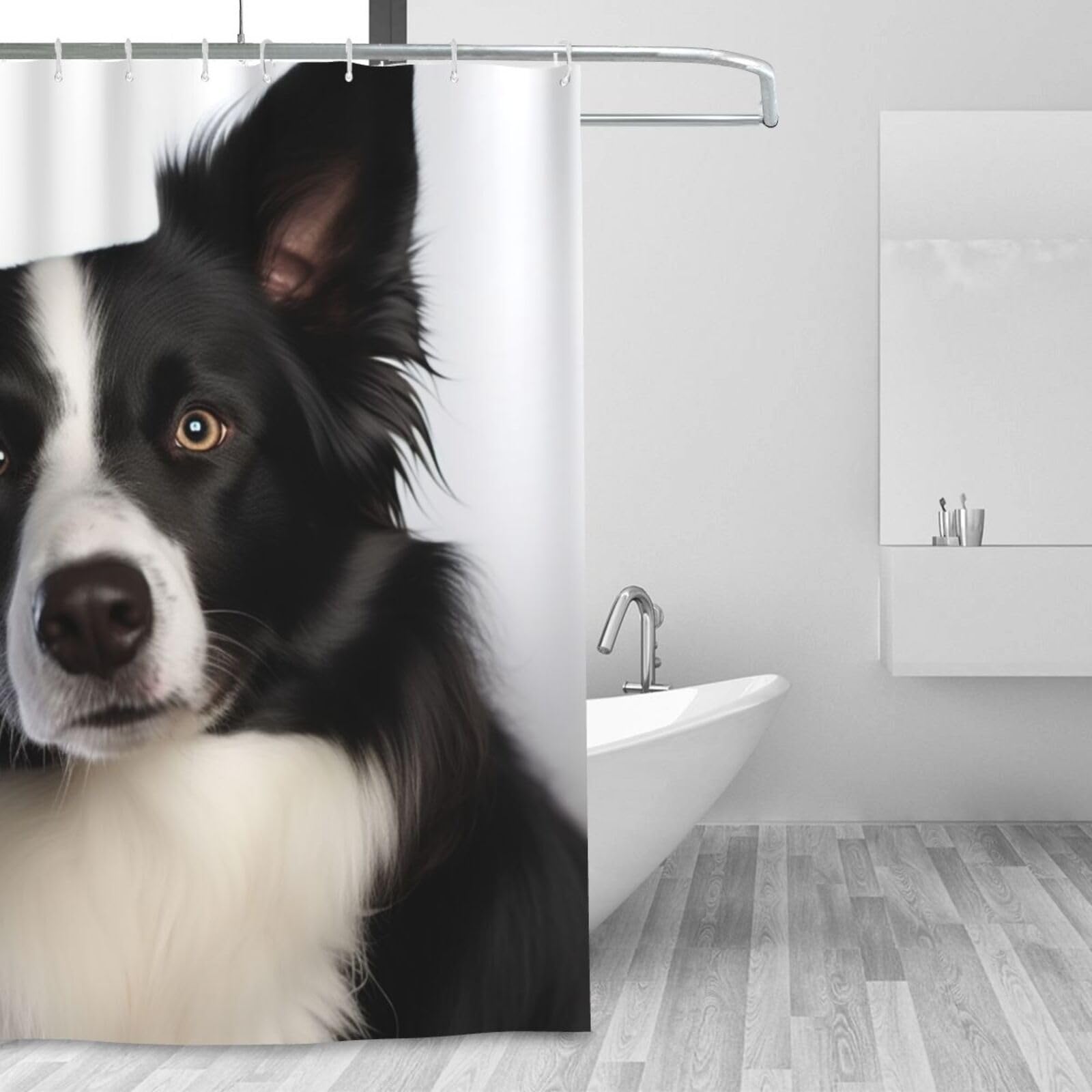 Rideau de salle de bain Border Collie pour une décoration moderne et étanche