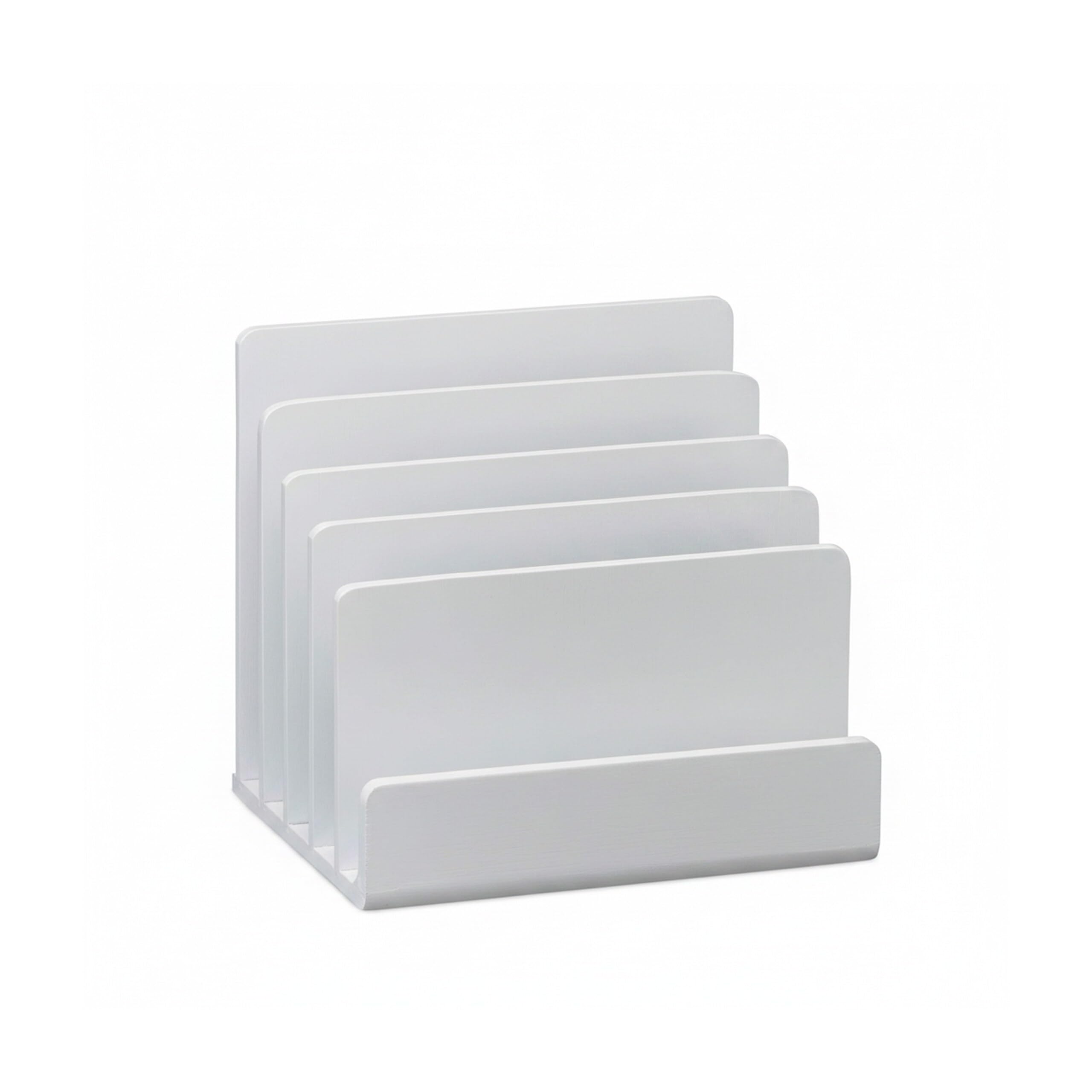 Relaxdays Bamboo Document Holder, Letter Tray, 5 Compartment Organiser, Desk Organiser HBT 23x24,5x20,5cm, biały