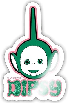 Spreadshirt Teletubbies Dipsy in Pretty Glitter Design Sticker, 4 x 4, White Glossy