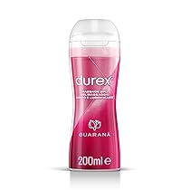 Durex Massage 2 in 1 Guaranà, Lubrificante Sessuale Intimo, Adatto per Rapporti Intimi e Massaggi, Gel Lubrificante a Base d’Acqua, Formato Convenienza 200 ml