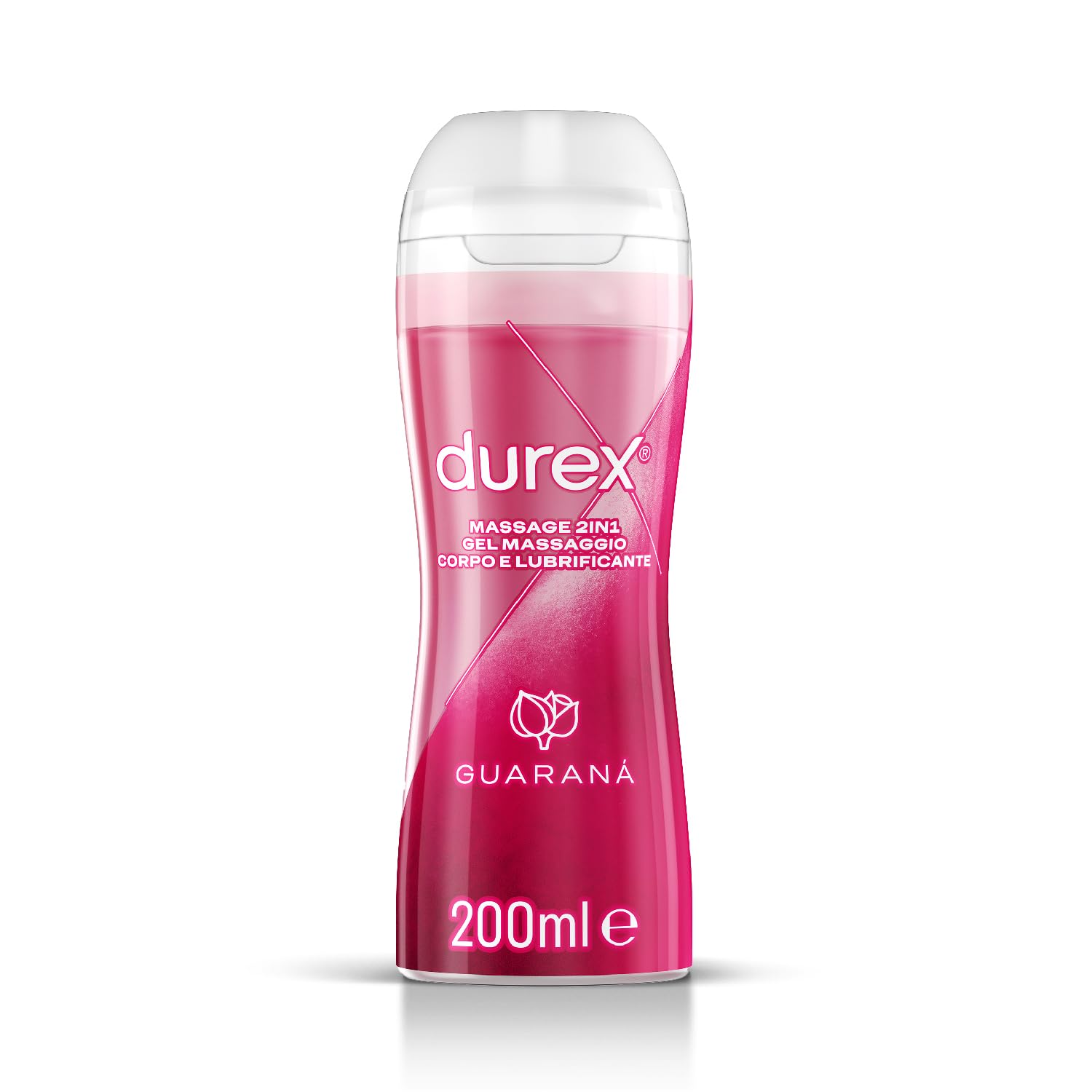 Durex Massage 2 in 1 Guarana Intimate Sexual Lubricant Suitable for Intimate Relationships and Massages, Water-Based Lubricating Gel, Convenience Size 200ml