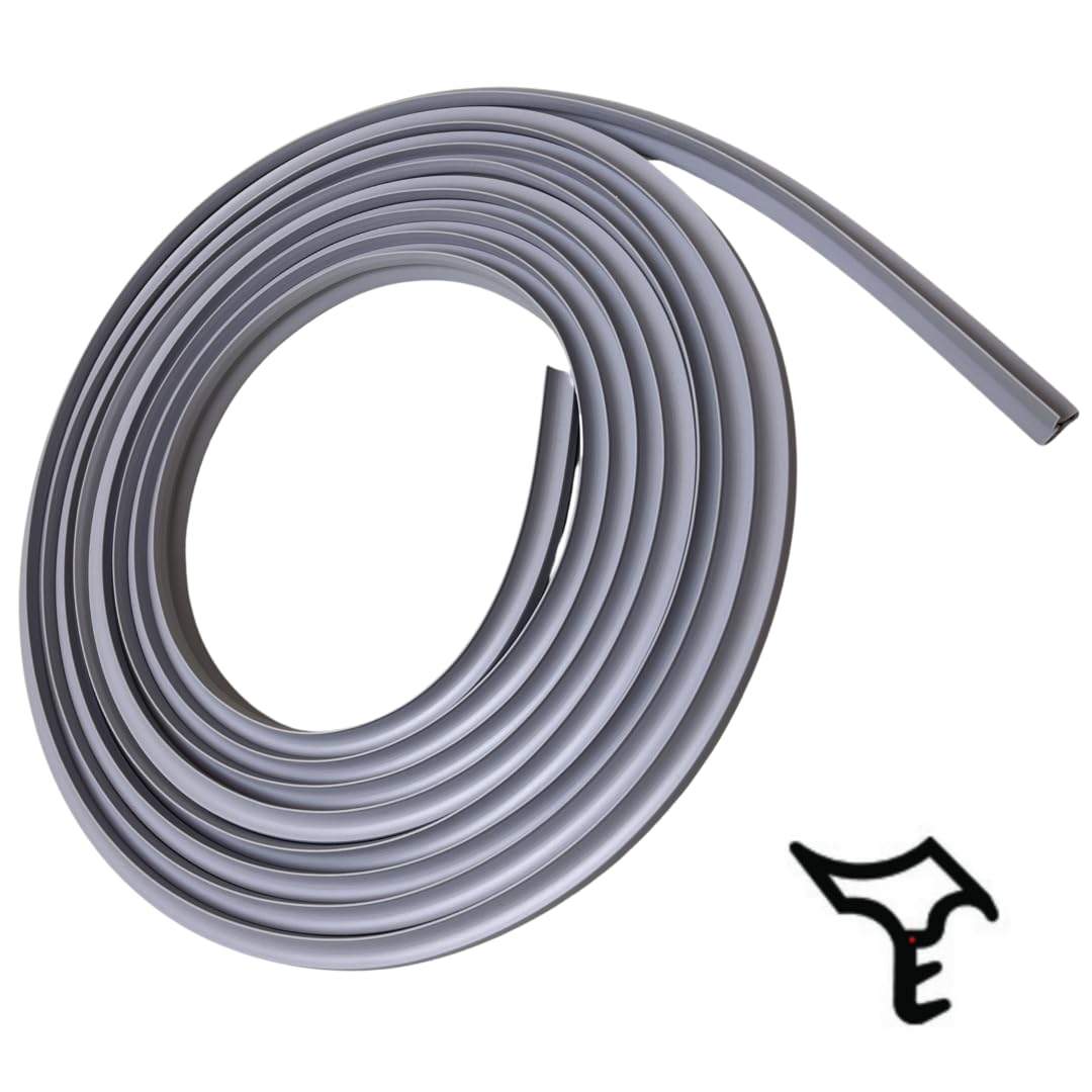 Premium Steel Frame Seal, 5 m, Anti-Stretch Thread, 13.4 mm x 14.8 mm, Robust & Durable, Grey (Grey), Gray