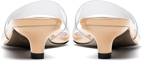 Miniatura 4 de WAYDERNS Sandalias de tacón bajo de PVC transparente para mujer, puntera cuadrada, patente sólida, de tacón bajo, de 1.5 pulgadas