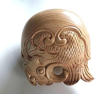 Amazon.co.jp: 最高級木魚セット 本楠鯱彫り4.5寸聲木魚セット