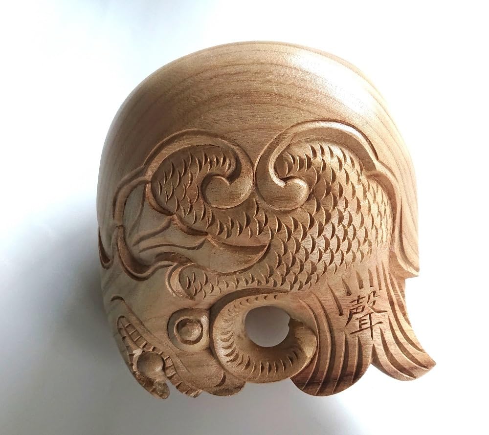 Amazon.co.jp: 最高級木魚セット 本楠鯱彫り4.5寸聲木魚セット