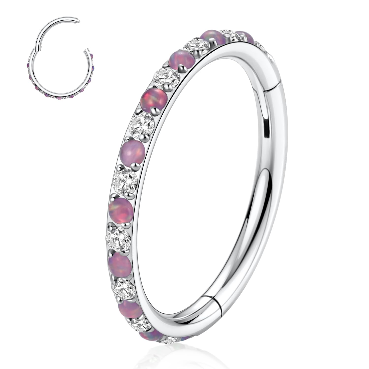 AROWRO 20G 18G 16G 14G CZ Nose Septum Rings Cartilage Conch Earring Hoop 316L Surgical Steel Conch Daith Helix Tragus Piercing Jewelry Septum Clicker for Women Men — view 37