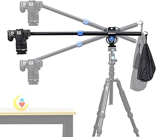 Gongyi 1.4ft-2.6ft Adjustable Tripod Boom Arm with Universal Tripod Clamp & Counter-Weight Bag Camera Overhead Mount Tripod Extension Arm Stand with Ball Head