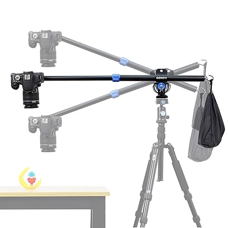 GongYi 1.4ft-2.6ft Adjustable Tripod Boom Arm with Universal Tripod Clamp & Counter-Weight Bag Camera Overhead Mount Tripod Extension Arm Stand with Ball Head