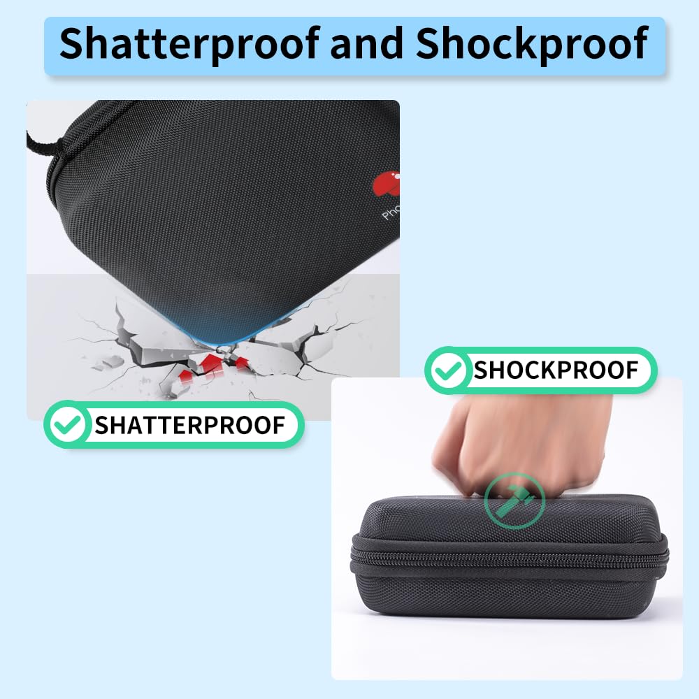 Phomemo Borsa per stampante, borsa portatile per stampante M221/M220/M110/M120/M200/M04S/M04AS, resistente agli urti, impermeabile, per stampante con nastro, con tasca a rete per accessori (nero)