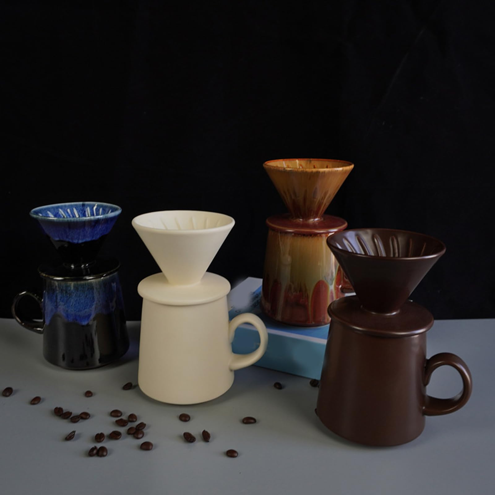 Generisch Moderna cafetera manual V 60 de cerámica, 460 ml, moderna cafetera de café para un resultado uniforme en cualquier cocina, accesorios hechos a mano