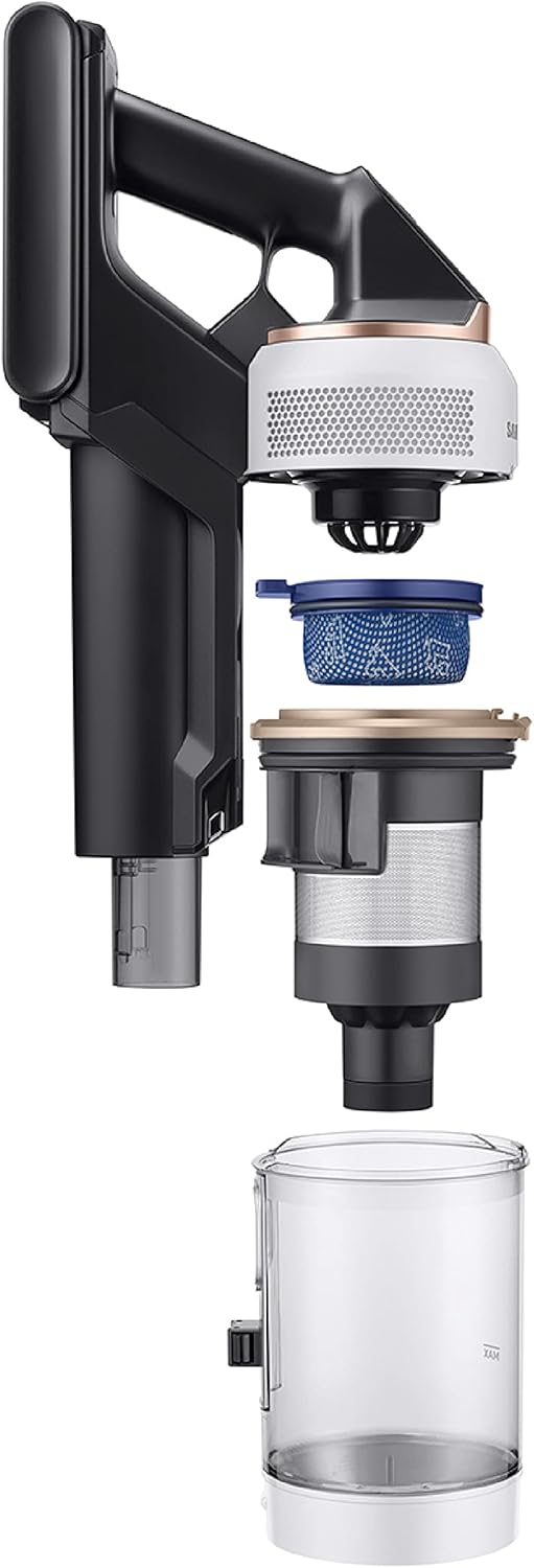 SAMSUNG BESPOKE Jet Cordless Stick Vacuum Cleaner w/ All In One Clean Station, Powerful Floor Cleaning for Carpet, Hardwood, Tile, Lightweight, 5-Layer Filter, VS20A95923W/AA, Misty White