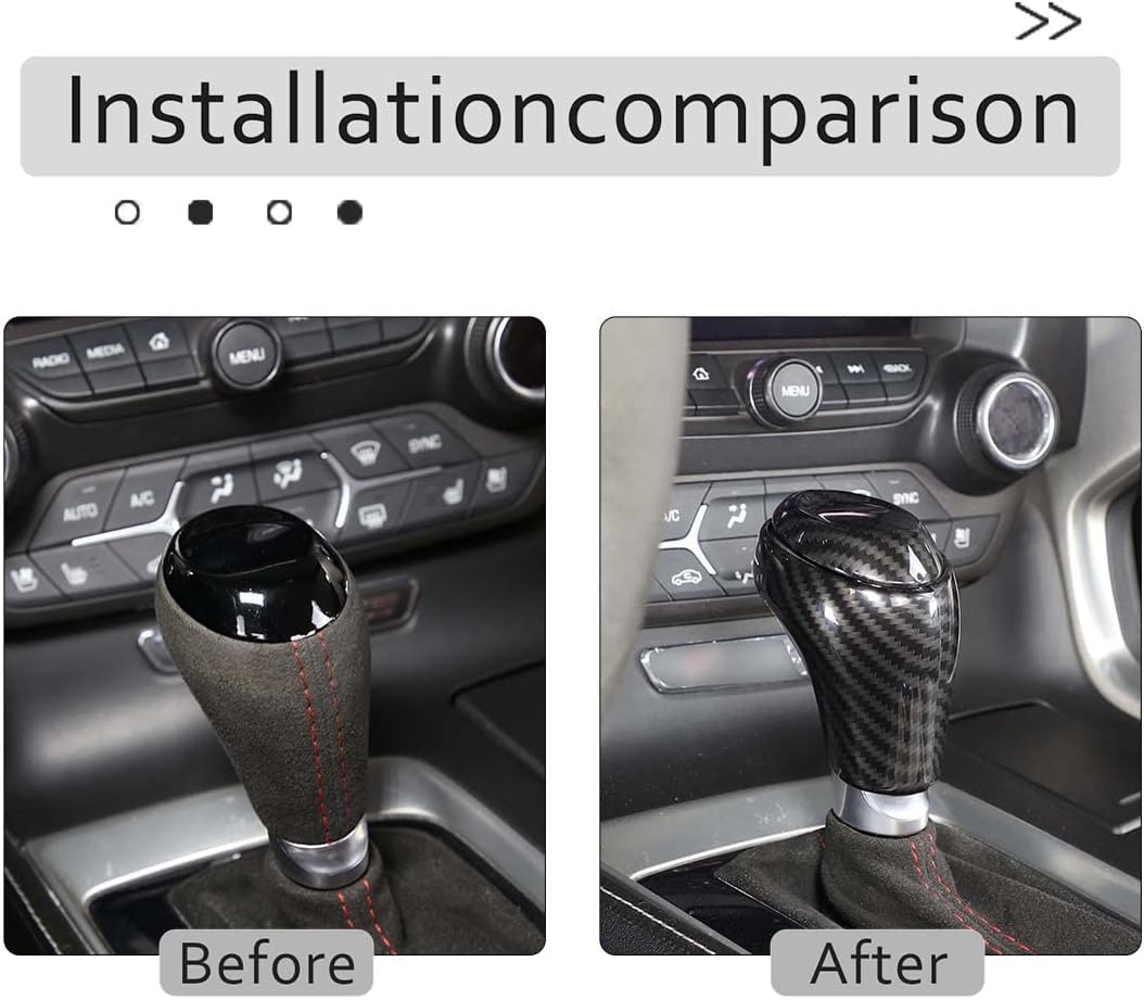 For Chevrolet Corvette C7 2014-2019 Interior Accessories, Gear Shift Knob Head Cover Trim Accessories Compatible for 2014-2019 Chevrolet Corvette C7 (ABS, For Gear Shift Knob, 3 PCS, Carbon Fiber)