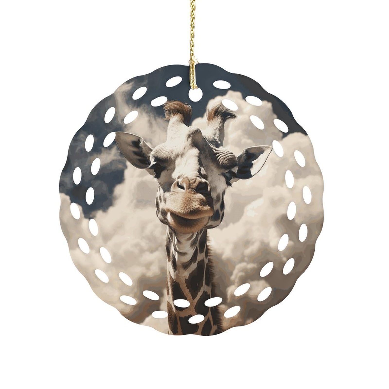 Fekiloot Women's Style Giraffe In The Clouds Ceramic Ornaments 3 Inch Round,Holiday Keepsake For ,Girls,Pet Owners,Hanging Ornament Gifts Idea For Home