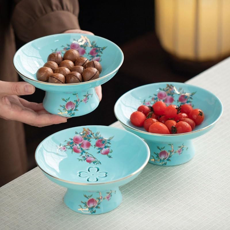 Ceramic High Legged Tea Snack Plates Pastry Fruit Platter