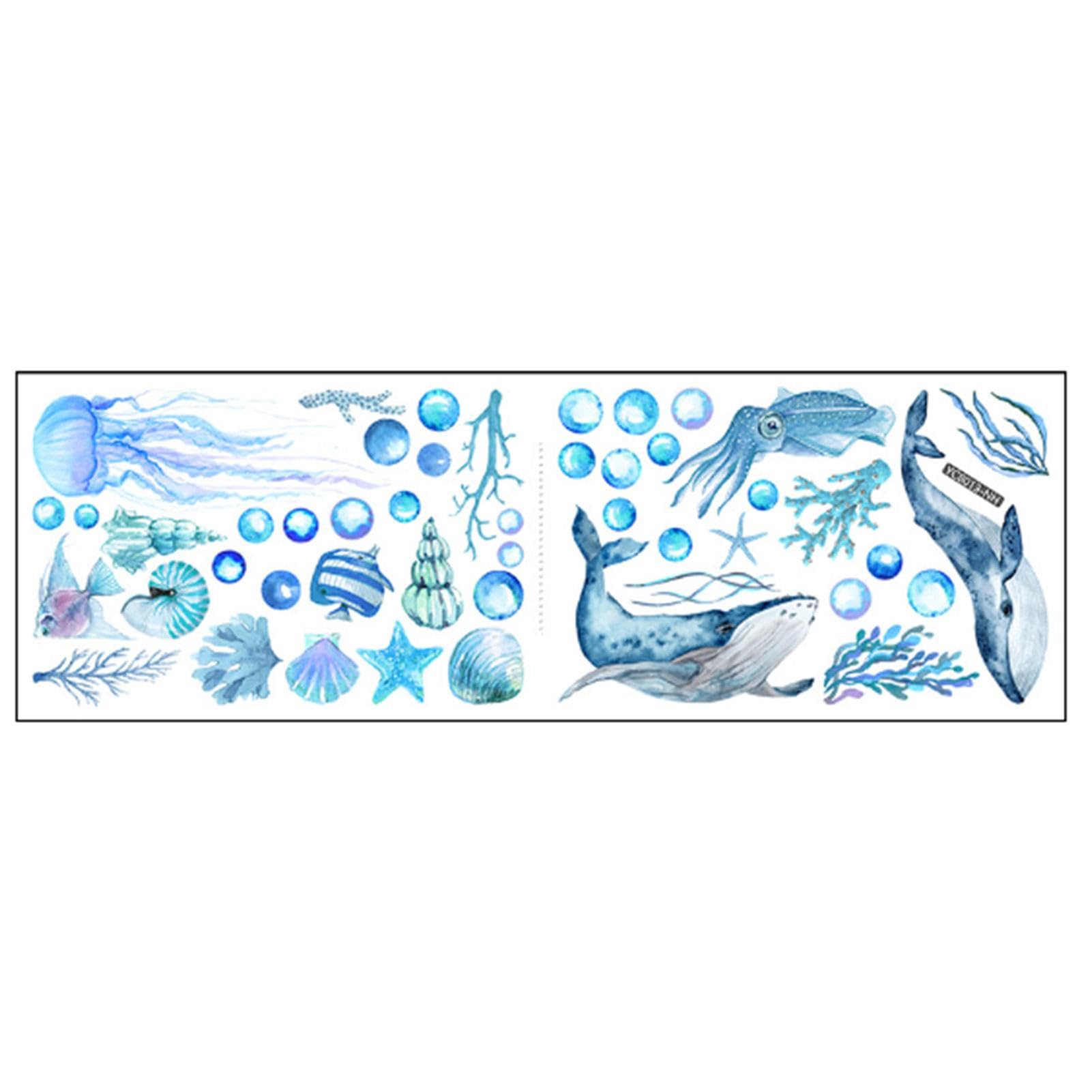 Ocean Fish Wall Decals - Glow in The Dark Underwater Sea World Wall Sticker,Ocean Theme Fluorescent Sticker, Waterproof, Reusable Sea Life Animals Wall Stickers for Kids Zorq