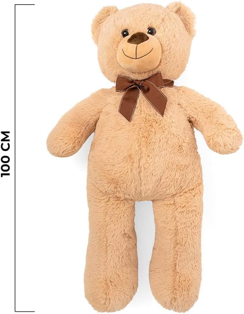 PRESTIGE & DELUXE Oso de peluche gigante 100 cm beige con lazo – Oso de peluche suave XL – Idea de regalo para San Valentín, cumpleaños, niños y novia