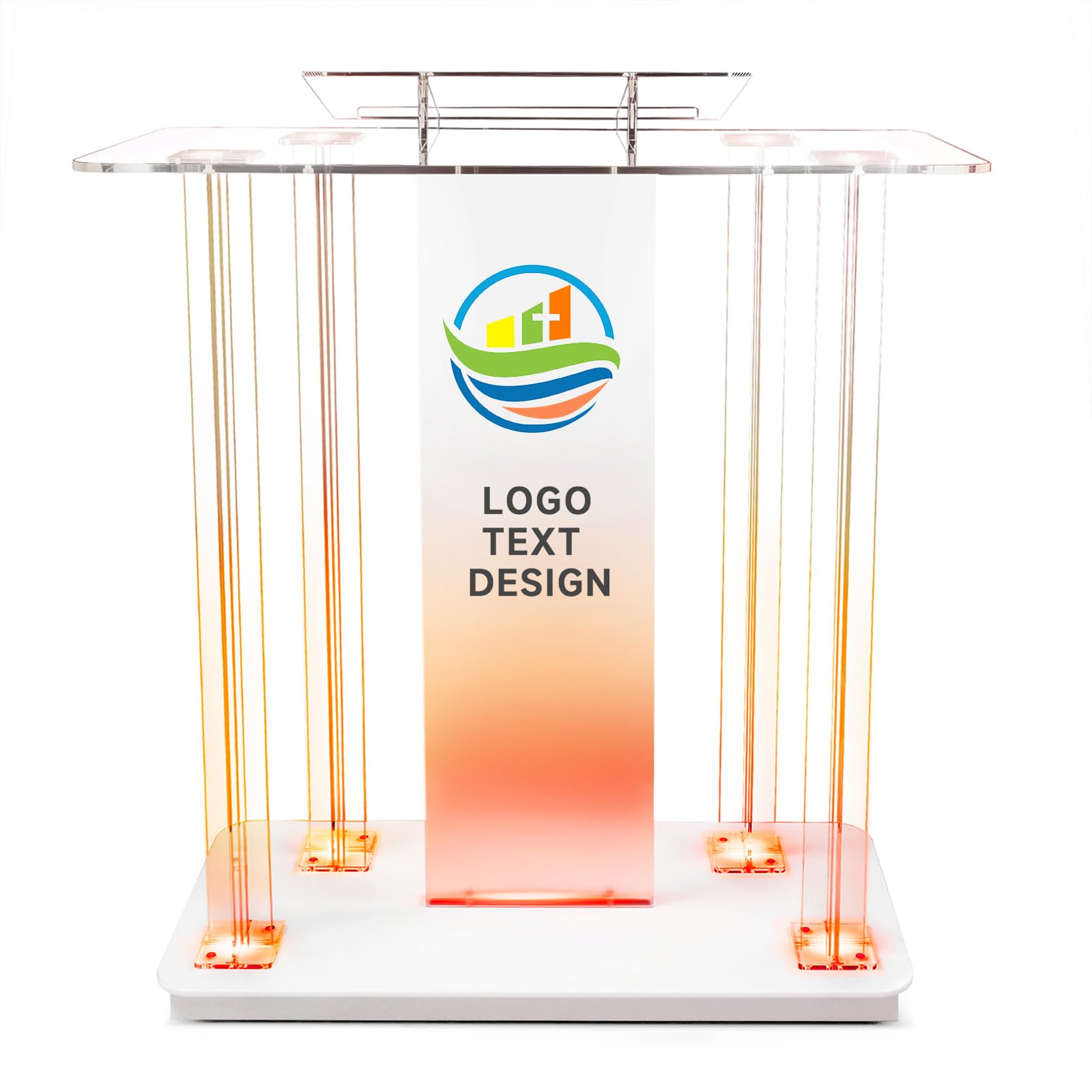 Púlpito de iglesia, 118,5cm Atril acrílico transparente con ruedas, Atril cilíndrico atril transparente con plataforma de lectura vertical para iglesias,118,5cm x 90cm x 45 cm (1, Personalizado A)