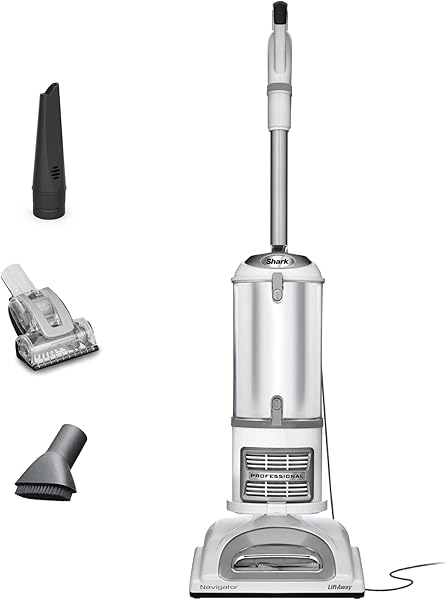 Shark Navigator Lift-Away Upright Vacuum with Swivel Steering, HEPA Filter, Pet Hair & Hard Floor Cleaning, Crevice Tool & Dusting Brush, White/Silver (NV356E)