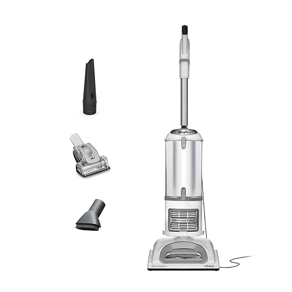 Shark | Upright Vacuum Cleaner | Navigator Lift-Away | Swivel Steering | HEPA Filter | Vacuum for Pet Hair | Crevice Tool & Dusting Brush Included | For Carpets & Hard Floors | White/Silver | NV356E