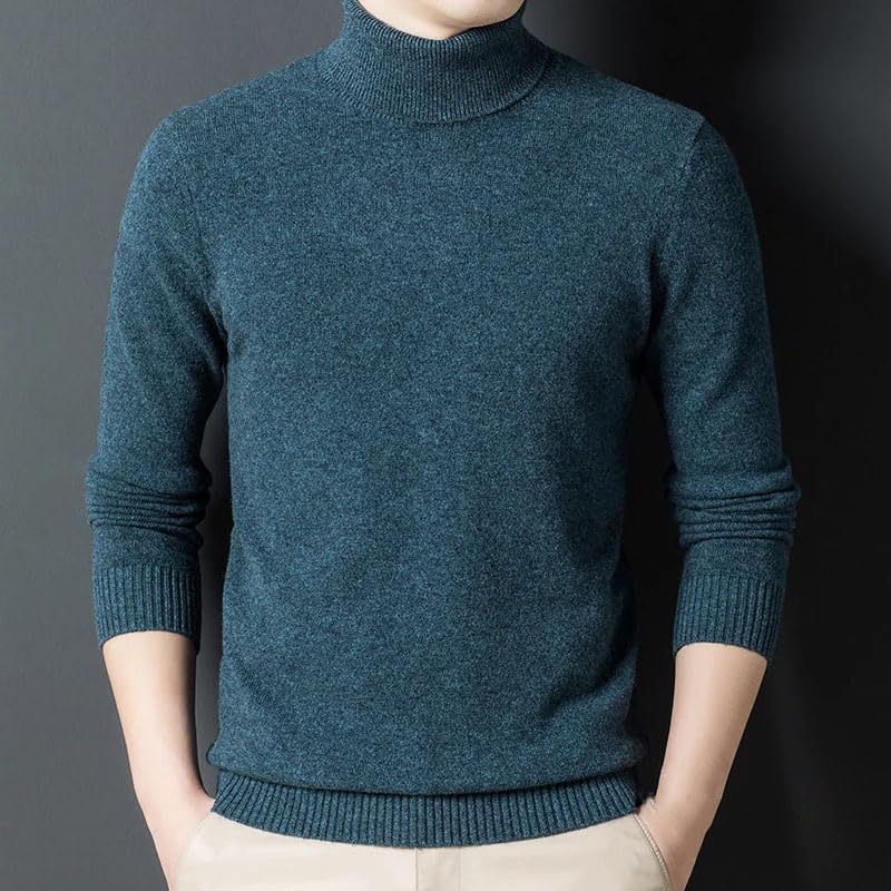 Men's High Collar Thick Solid Sweater Long Sleeved Casual Base Pullover Top2