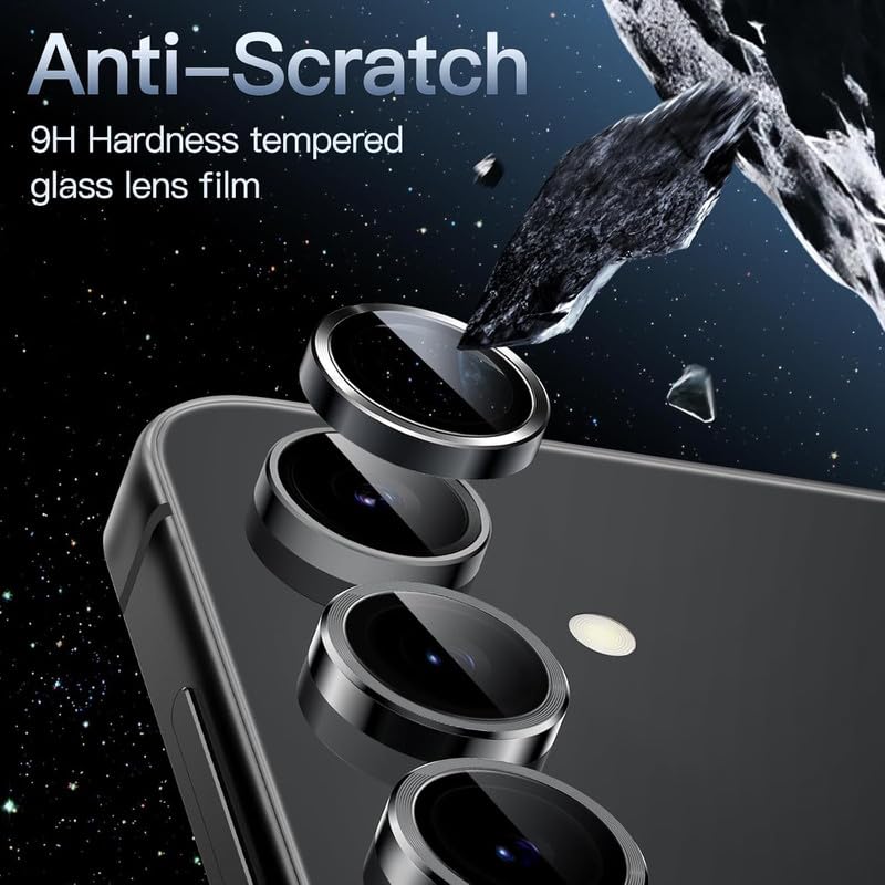 Image of Upgraded Camera Lens Frame Glass for Samsung Galaxy S24 FE 5G Camera Lens Protector and Aluminum Alloy Rings - Black,