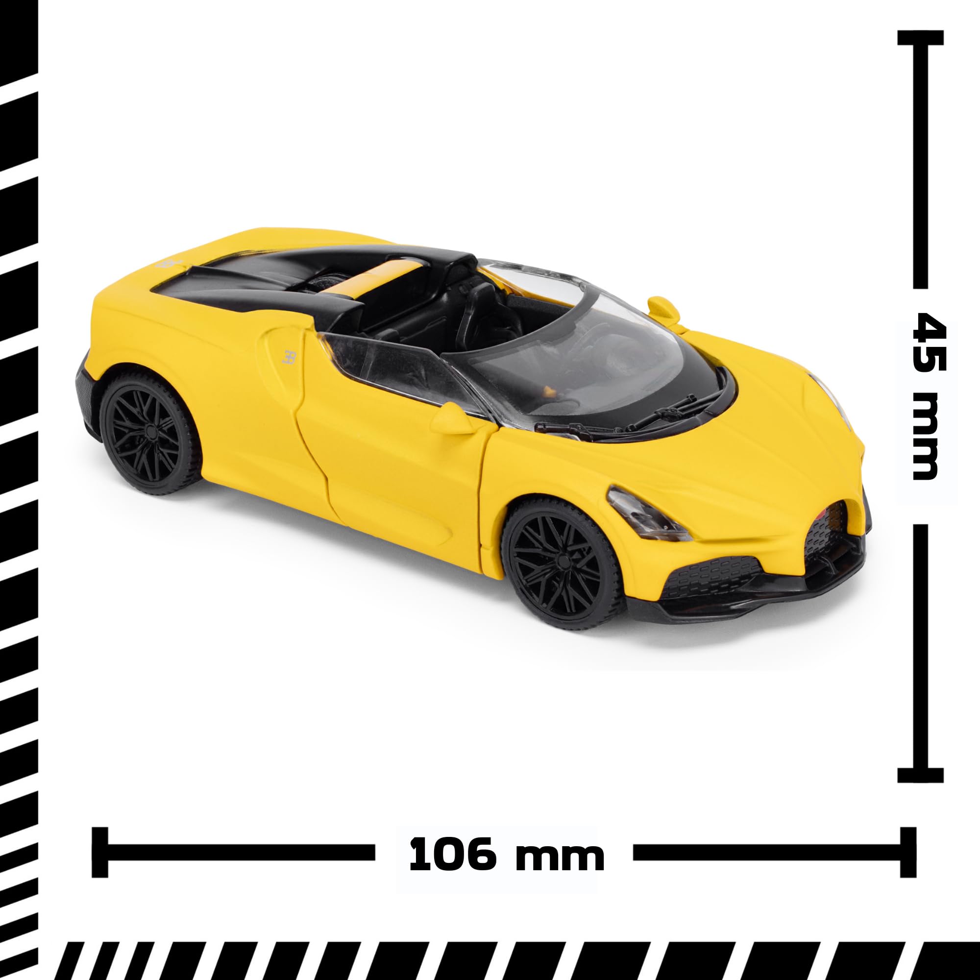 Bugatti Mistral Roadster 1:43 Scale Die-Cast Model Car - Sunbeam Yellow, 10.6 centimeters - Image 3