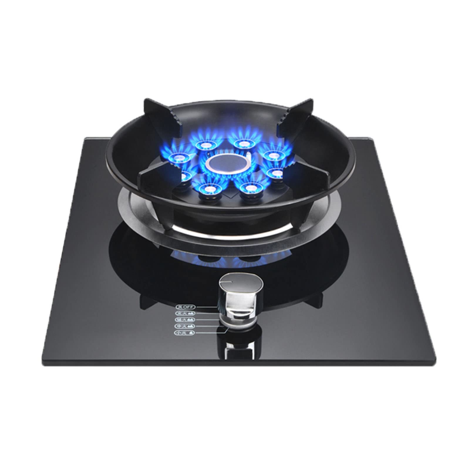 Cocina De Gas Integrada De 33CM, Fuego Feroz De Nueve Cavidades De 5,2 KW, Placa De Cocina De Vidrio Templado Negro, Con Protección Contra Incendios, For La Cocina Del Hogar ( Color : A , Size : LPG )