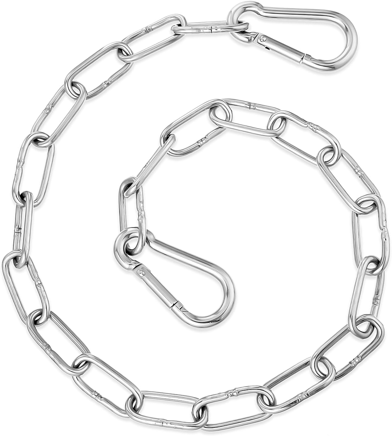 Nogeqi 1 Pcs Stainless Steel Gate Chain with Carabiner, Gate Locks for Outdoor Fence, Gate Chain Lock for Livestock Horse Goat Cows Stall, Pet Cages, Horse Goat Cow Corral Supplies (Silver)