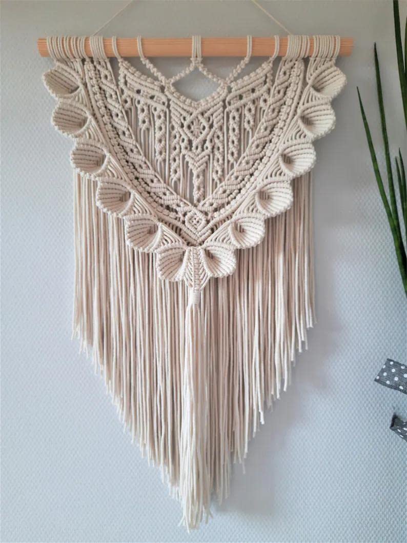 Decazone Boho Macrame Wall Hanging & Wall Decor New Bohemian Style Macrame Wall Art With Minimalist Design For Decorating Your Bedroom Living Room Apartment Dorm & Nursery: Light Green (Beige)