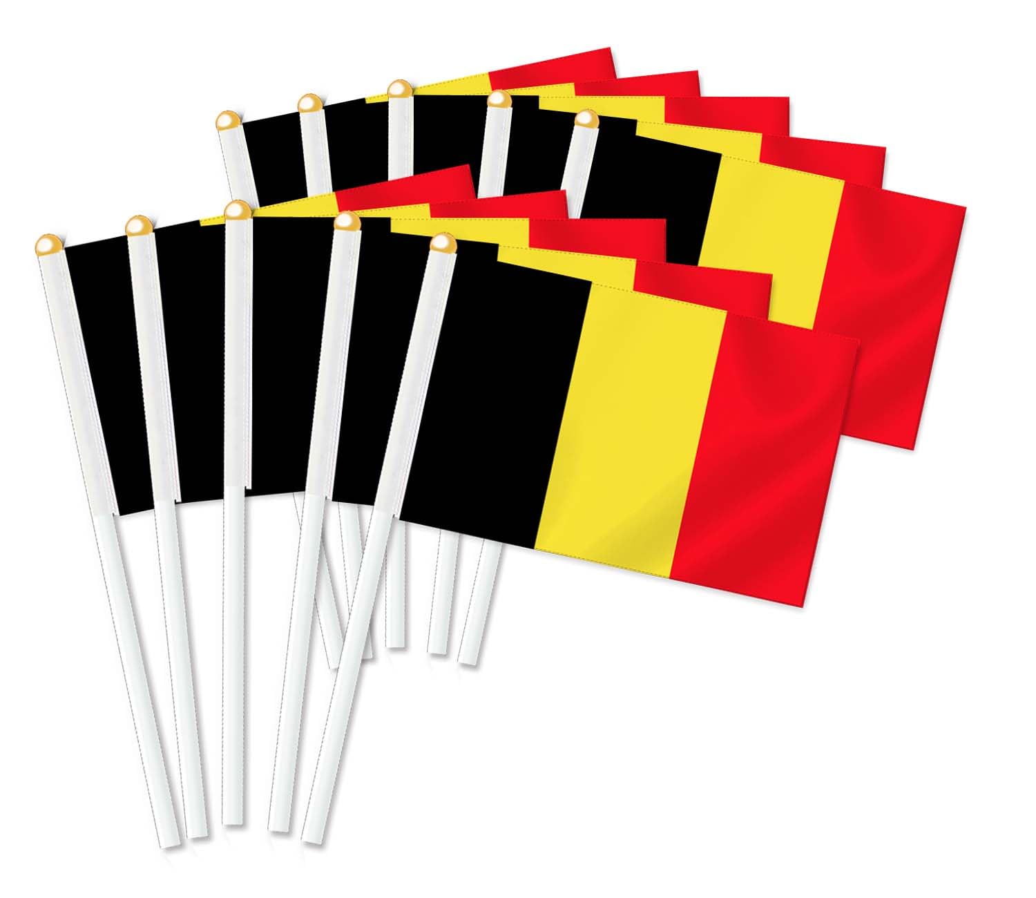 MacLand 25 PCS Belgium Handheld Small Flag, Belgian Hand held Mini Decor Decoration Banner
