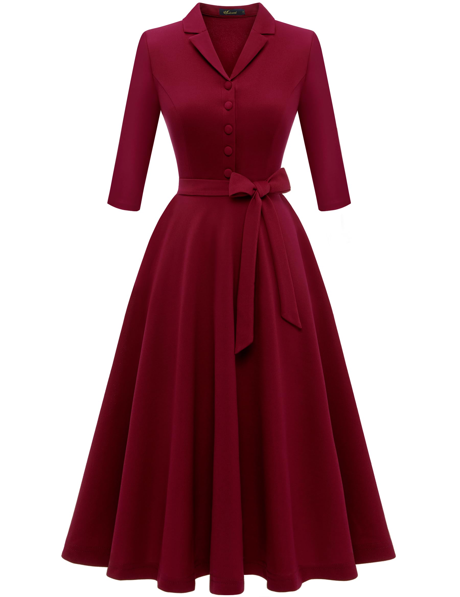 Wedtrend 1940s Dresses for Women 3/4 Sleeve Vintage Tea Party Dress